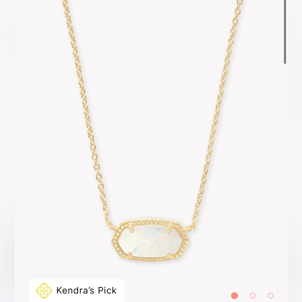 Kendra Scott Elisa Gold Pendant necklace in white Kyocera opal